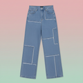 Ladies' Patchwork Wide-leg Jeans
